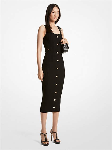 michael kors belted ribbed knit dress|ribbed stretch knit midi dress.